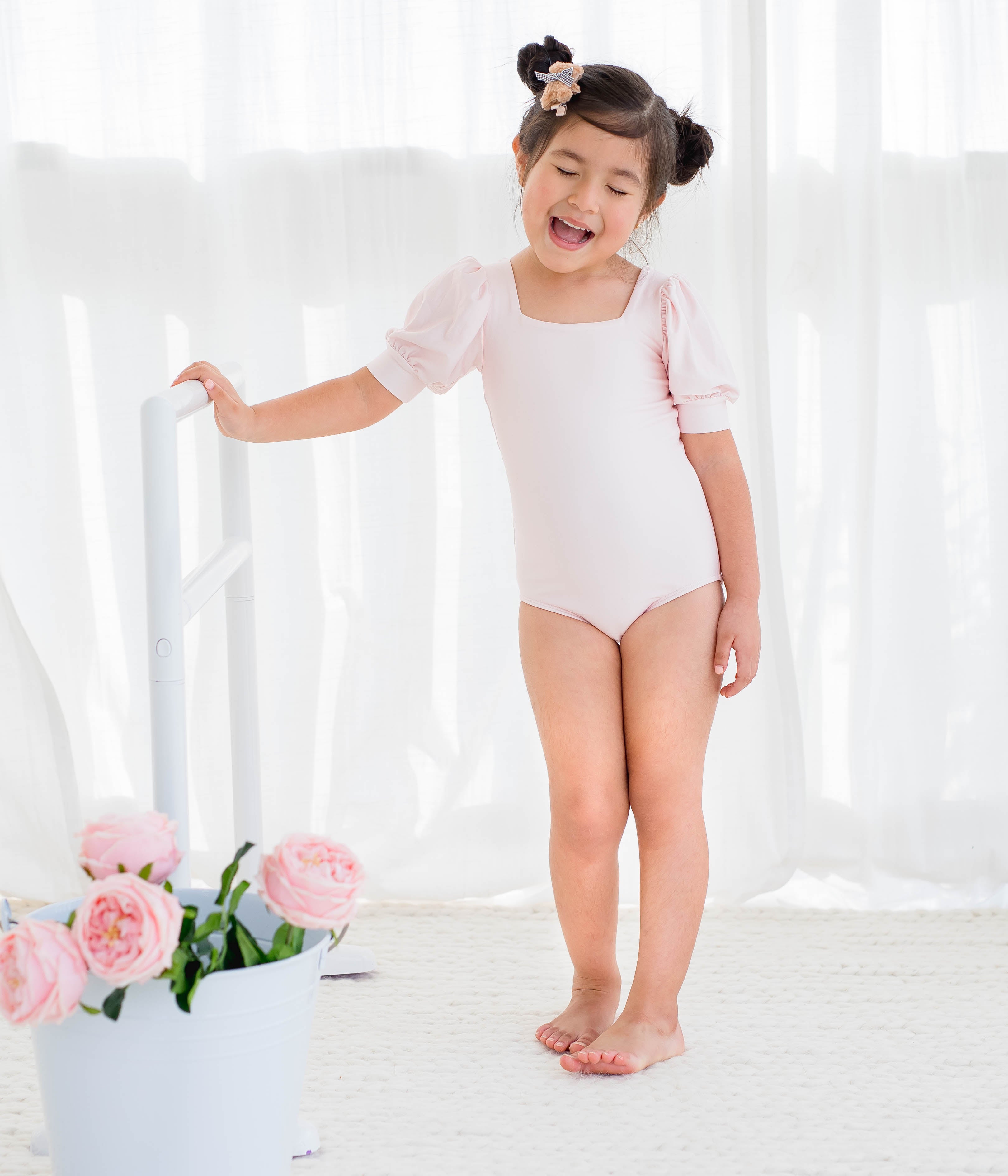 Puff Sleeve Leotard - Pink Bliss