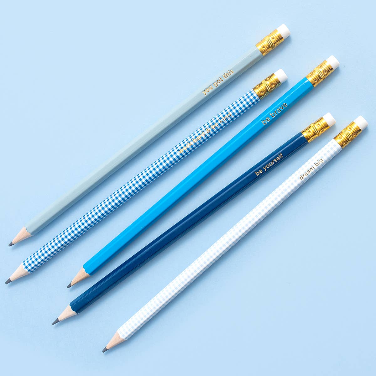 Motivational Pencil Set - Gingham - 5 Pencils