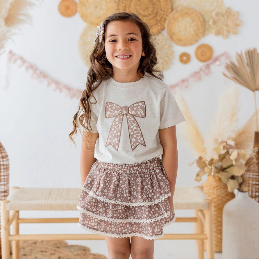 Sweet Wink Mocha Floral Lace Bow Clip Set