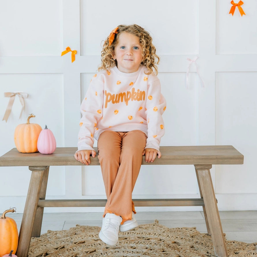 Sweet Wink Pumpkin Stitch Patch Sweatshirt