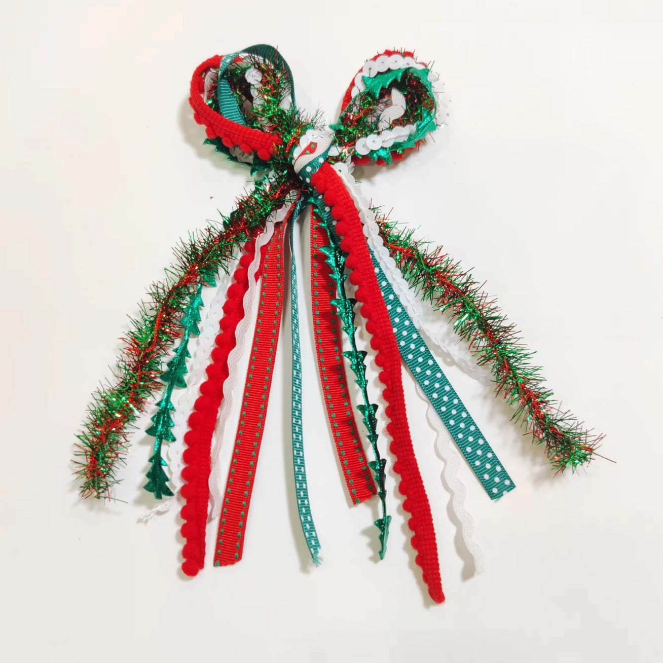 Textured Hair Bow - Christmas Classic