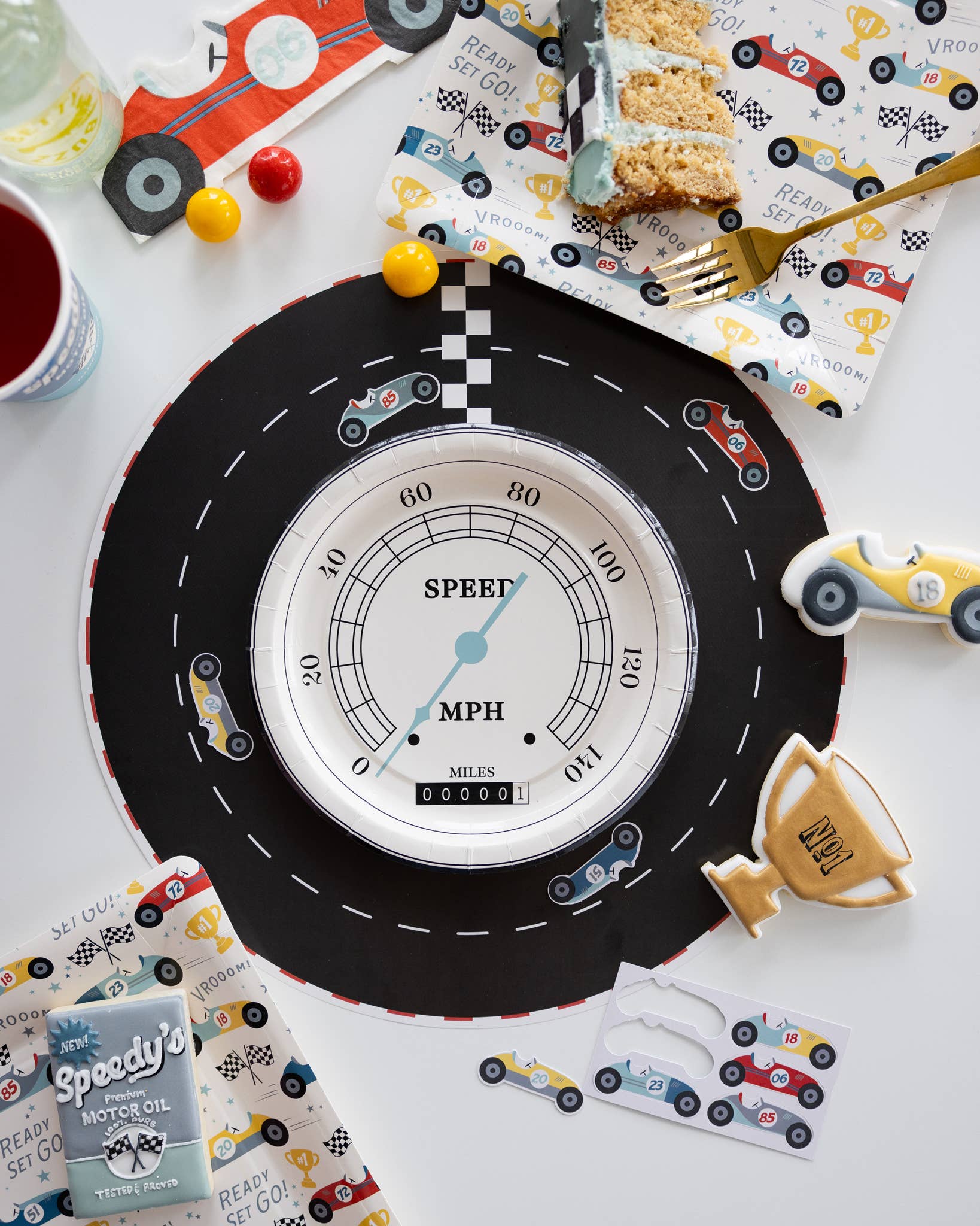 Race Car Speedometer Plate - 8 PK