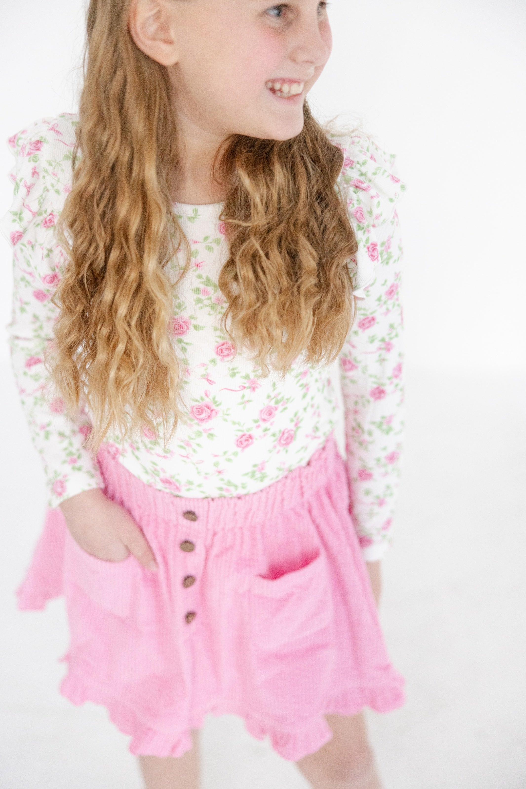 Ribbed Ruffle Top - Forever Florals