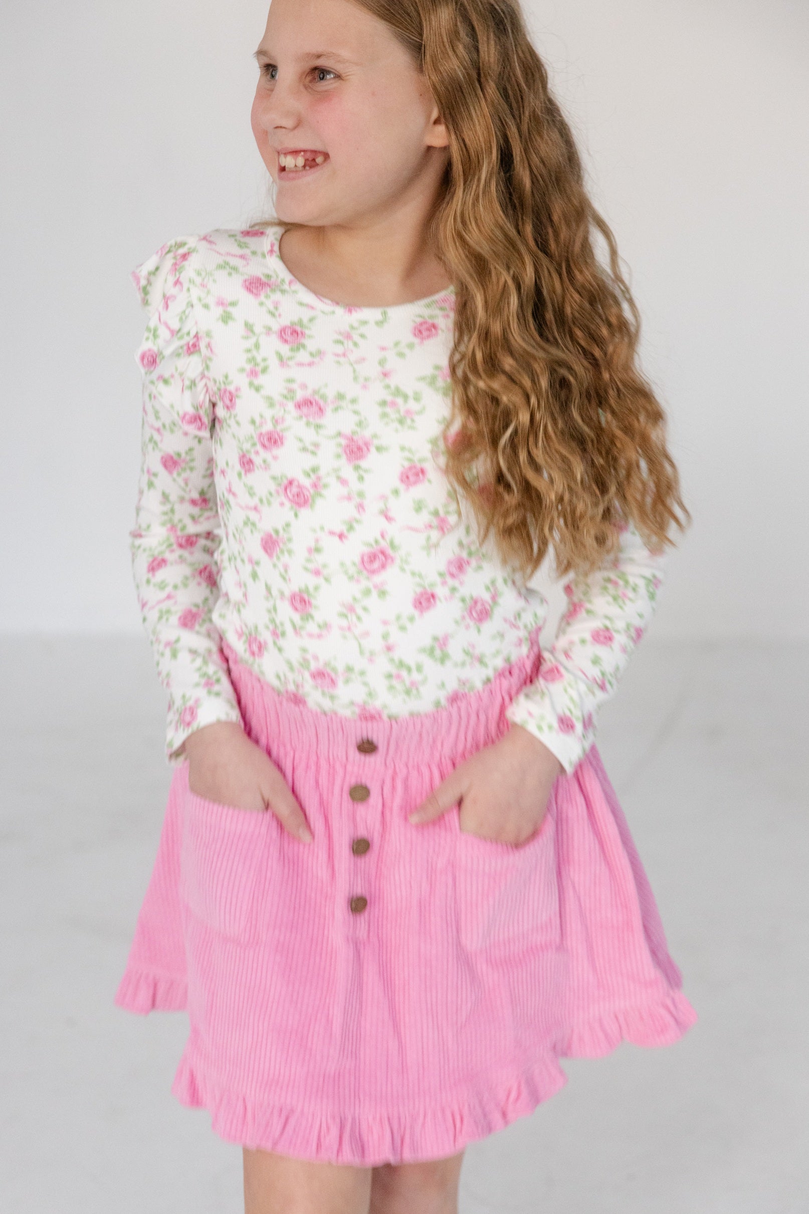 Ribbed Ruffle Top - Forever Florals