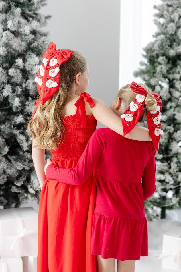 Beaded Hair Bow - Rosy Cheeks