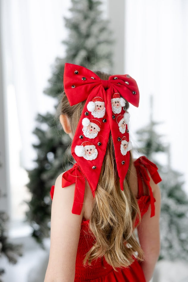 Beaded Hair Bow - Rosy Cheeks