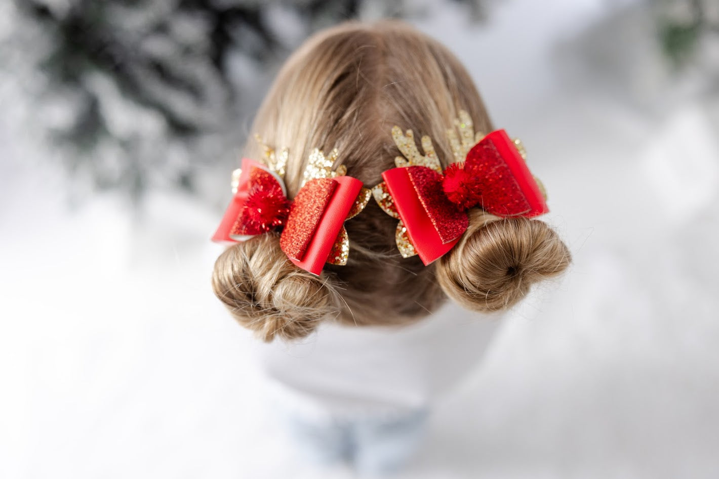 Red-Nose Sparkle Hair Bow Set