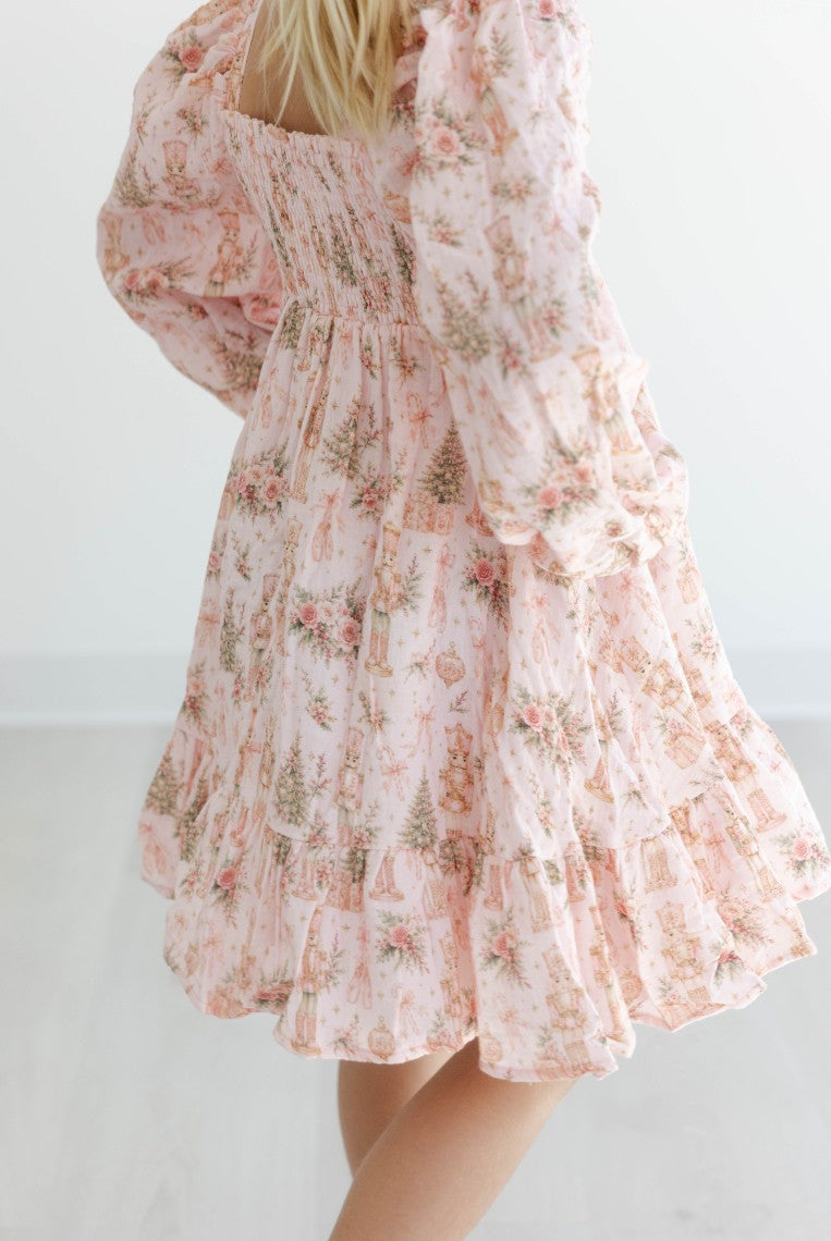 Puff Sleeve Gauze Dress - Nutcracker Bloom (Pre-Order ships end of October)
