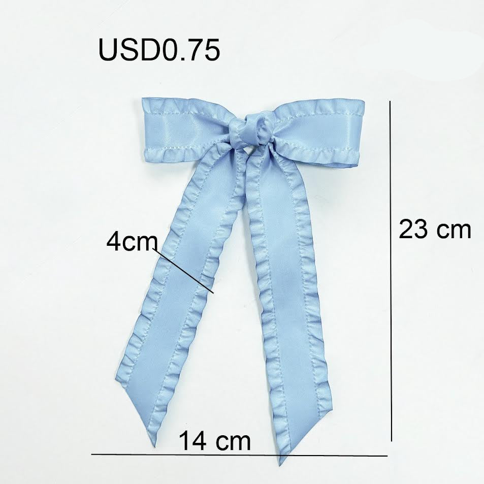 Ruffle Trim Hair Bow - Macaron Muse