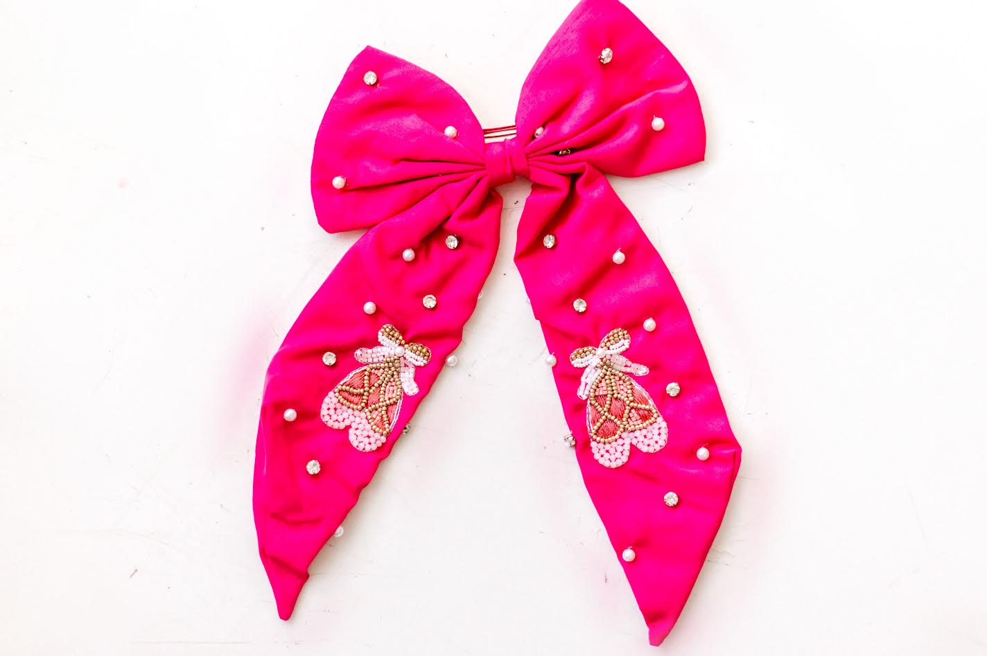 Beaded Hair Bow - Prima Ballerina