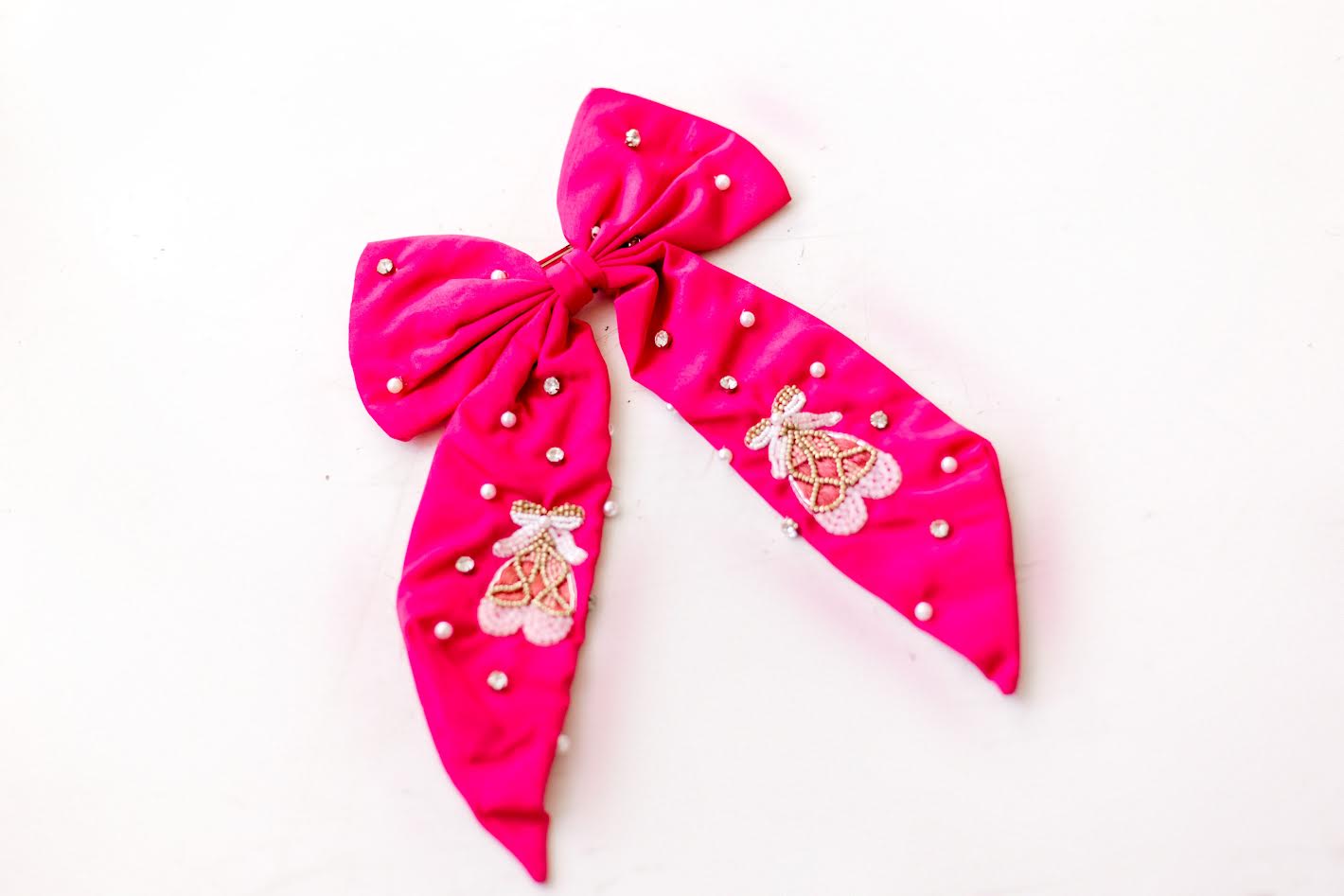 Beaded Hair Bow - Prima Ballerina