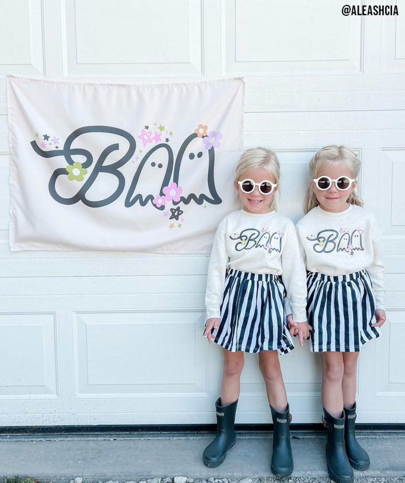 Boho Floral Boo Banner 36 X 26"