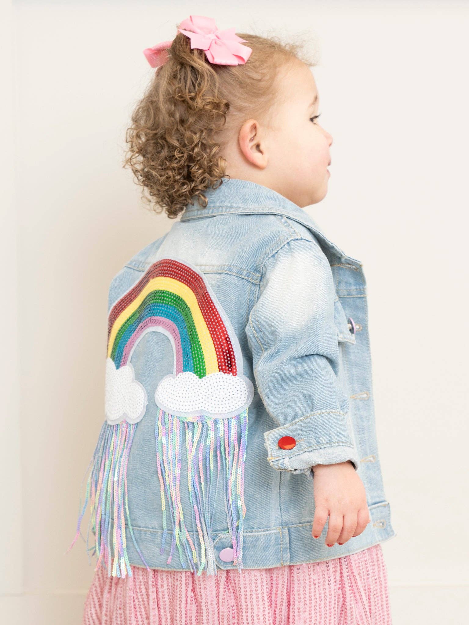 Rainbow Sequin Denim Jacket