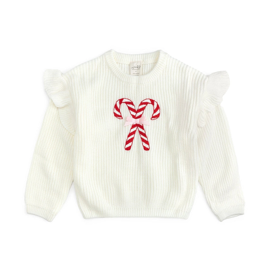 Sweet Wink Sweater - Candy Cane Ruffle