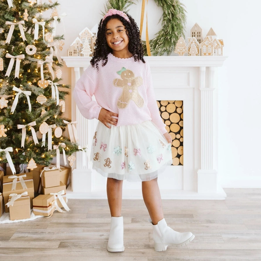 Sweet Wink Knit Sweater - Gingerbread Sequin Patch