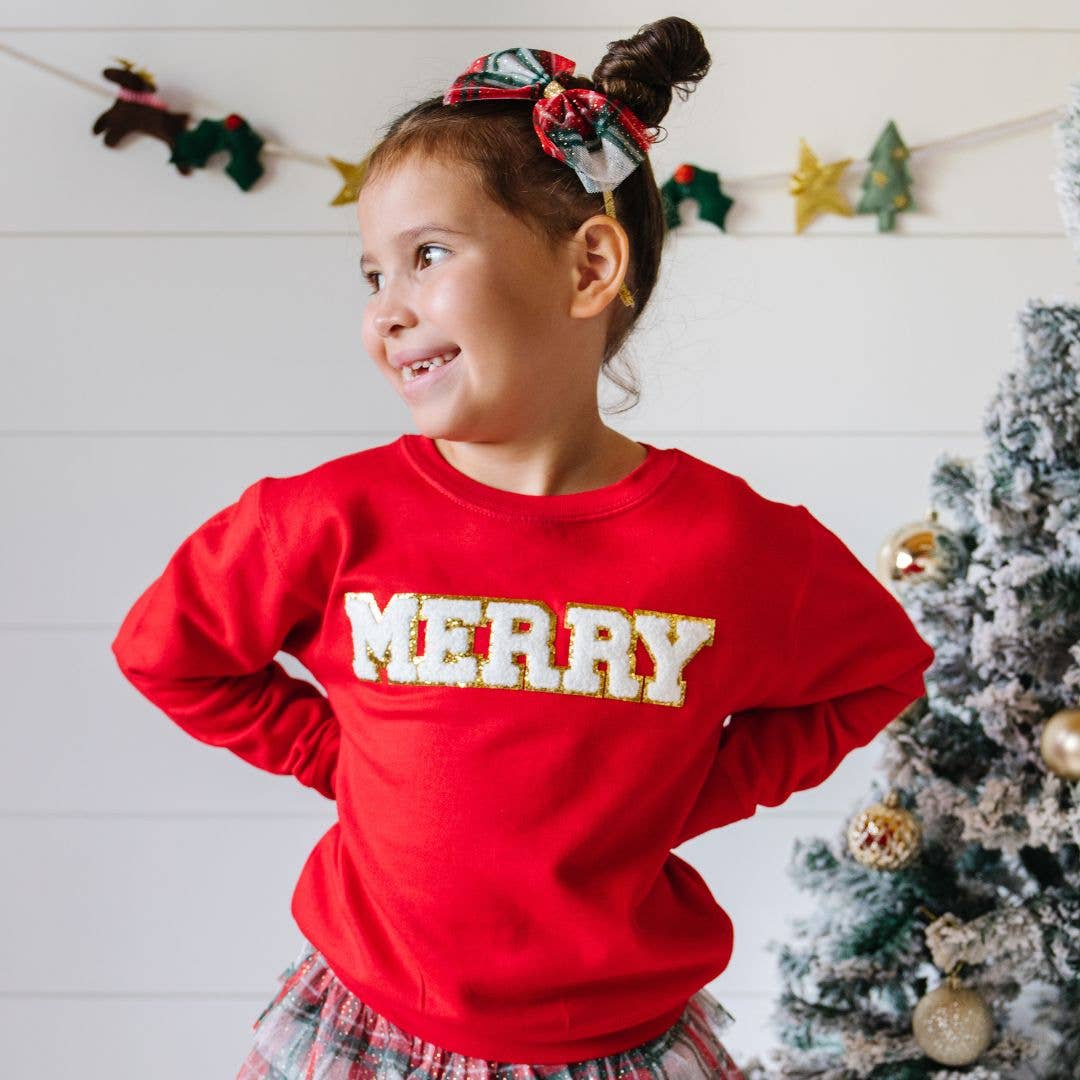 Merry Patch Christmas Sweatshirt - Kids