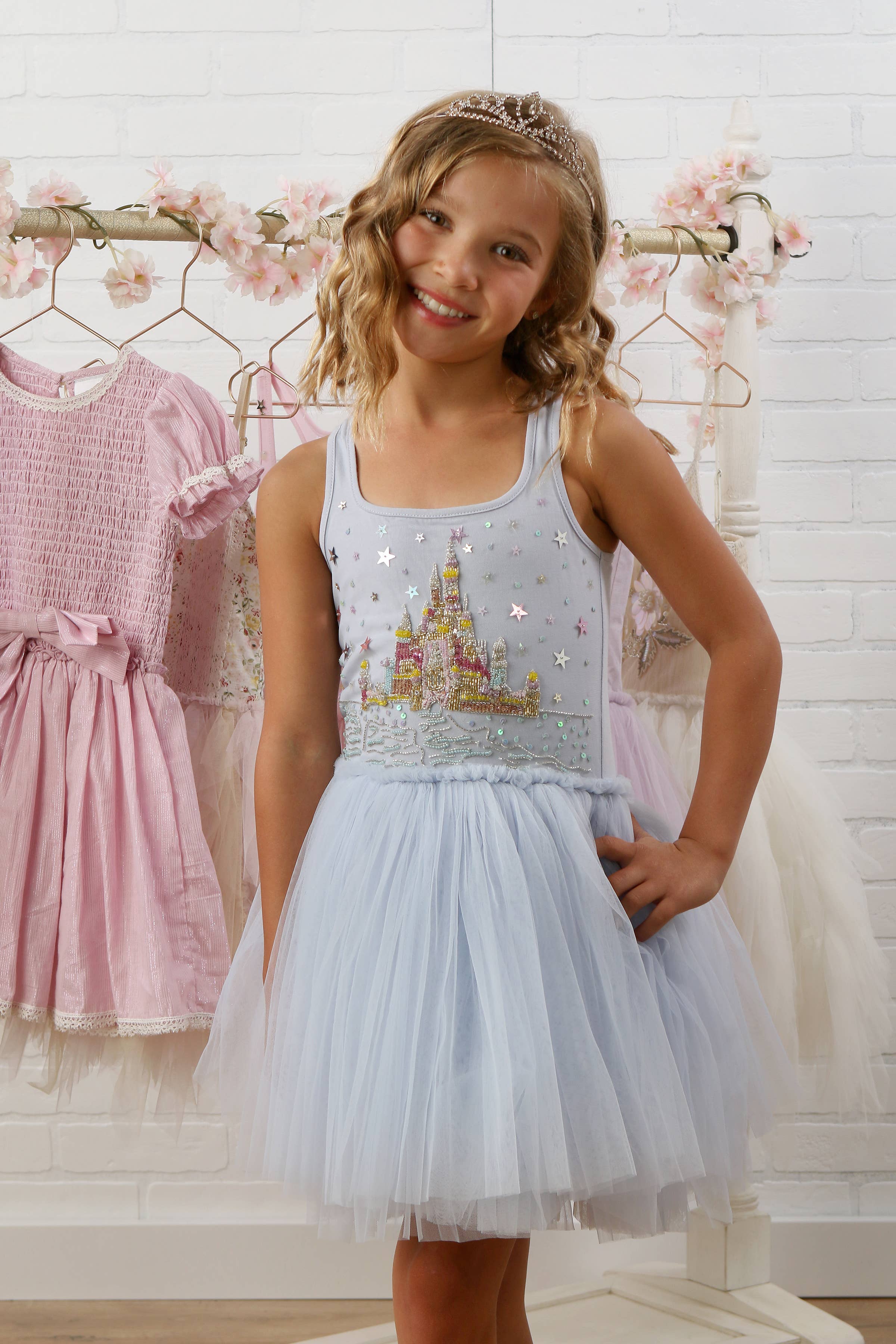 Beaded Tutu Dress - Castle Sky