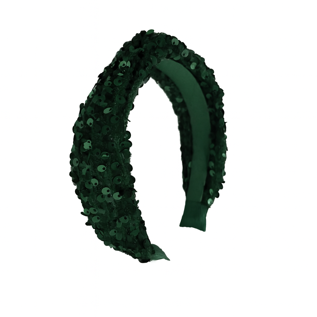 Sequin Velvet Headband - Green