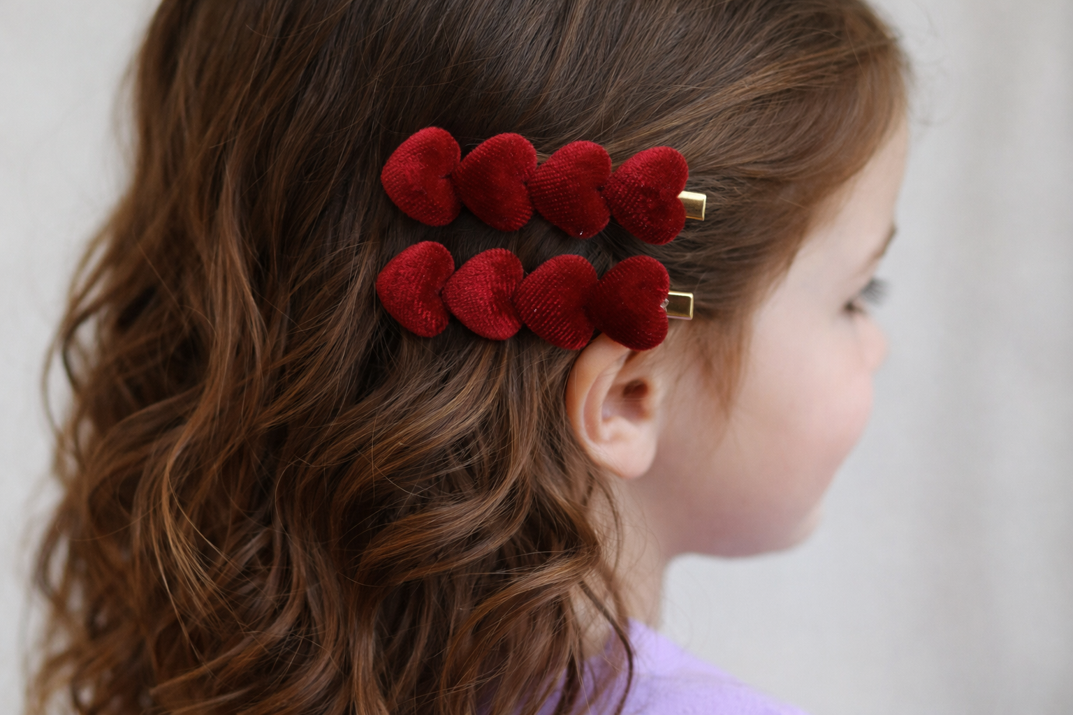 Hair Clip Set - Velvet Hearts (Multiple Colors)