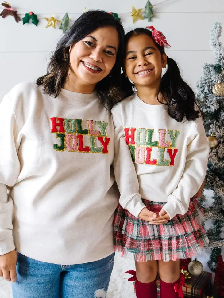Holly Jolly Patch Christmas Sweatshirt - Adult