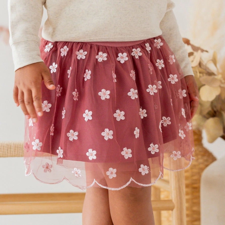 Sweet Wink Berry Floral Embroidered Tutu