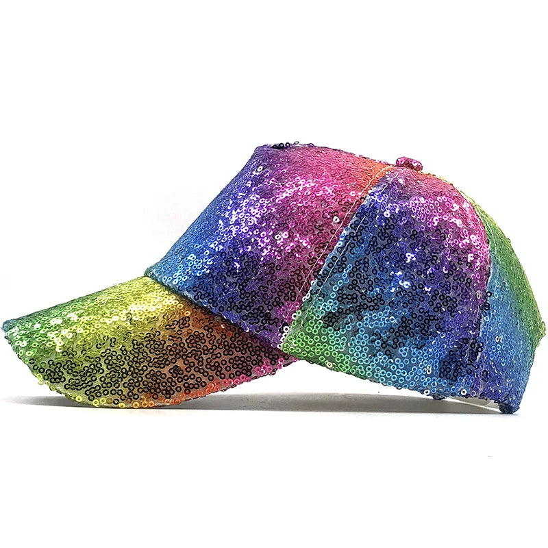 Rainbow Sequin Baseball Hat