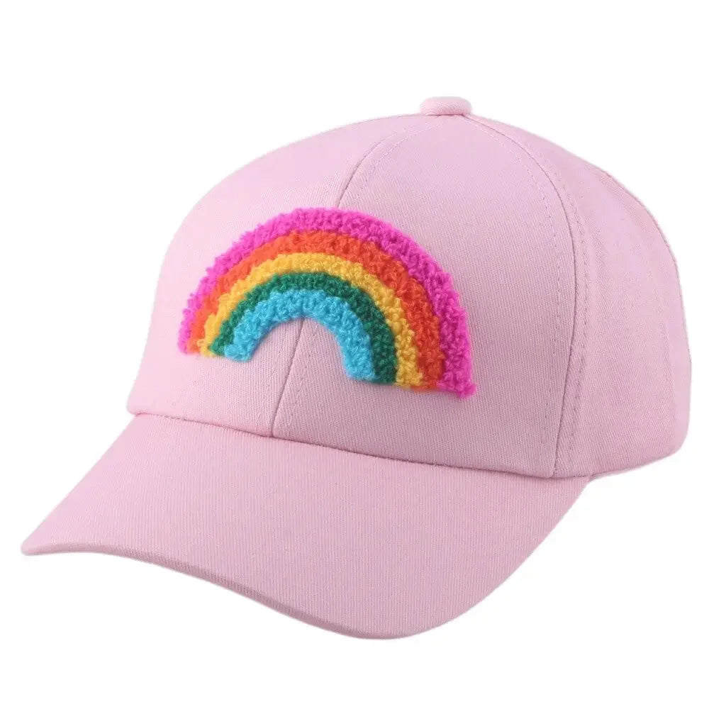 Chenille Rainbow Baseball Hat - Pink
