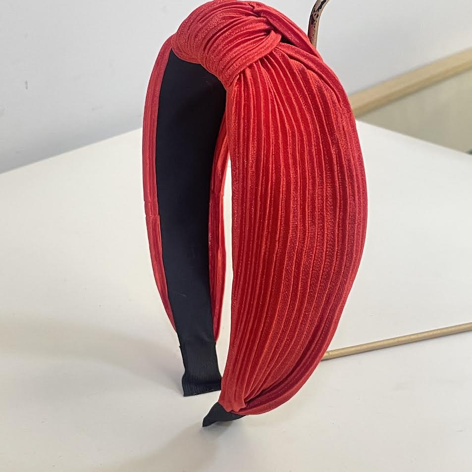 Knot Satin Headband - Crimson
