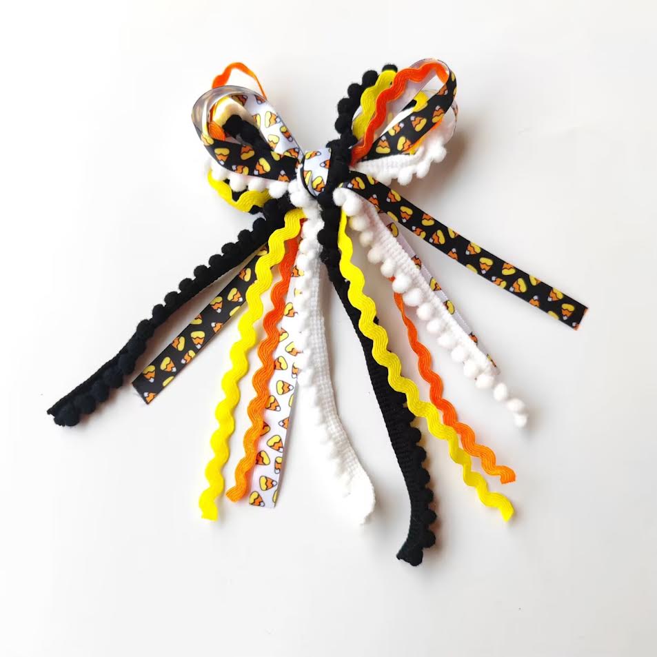 Textured Hair Bow - Candy Corn Cutie