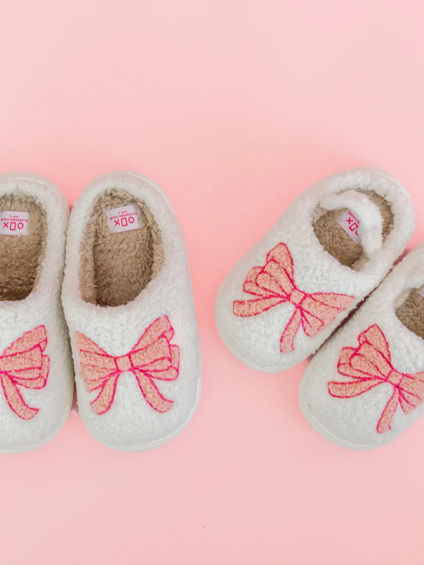 Kids Pink Bow Slippers