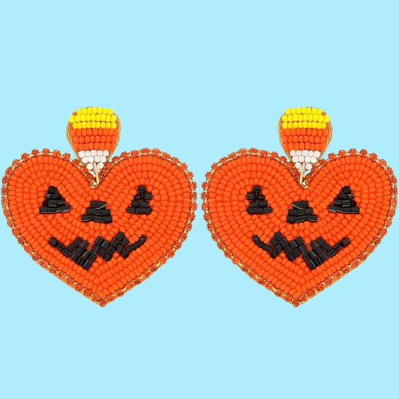 Beaded Earrings - Pumpkin Power