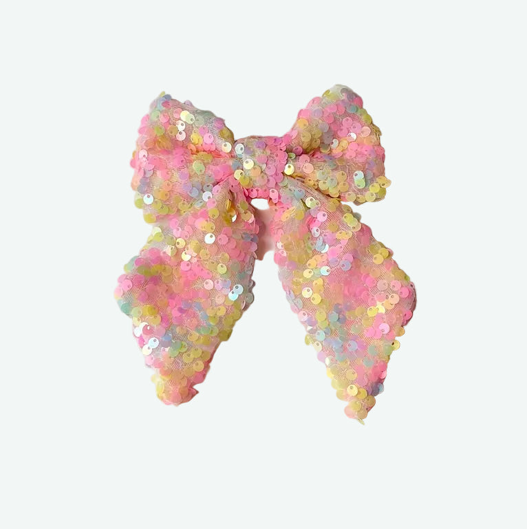 Sequin Hair Bow - Pastel Perfection