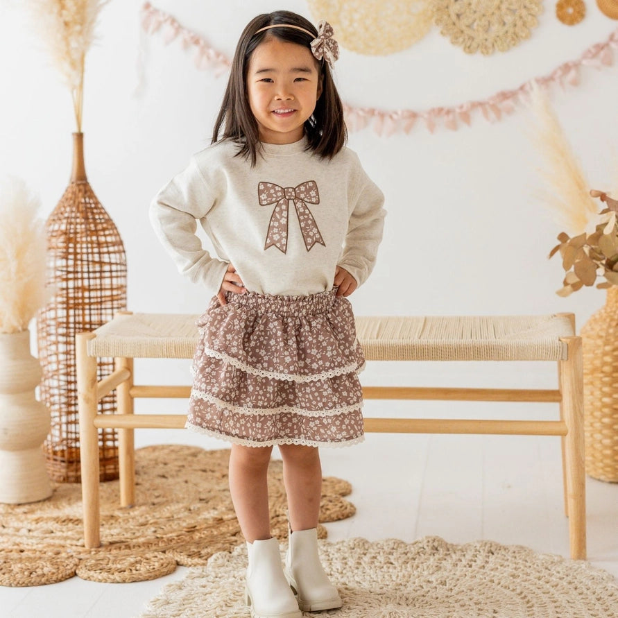 Sweet Wink Mocha Floral Skort
