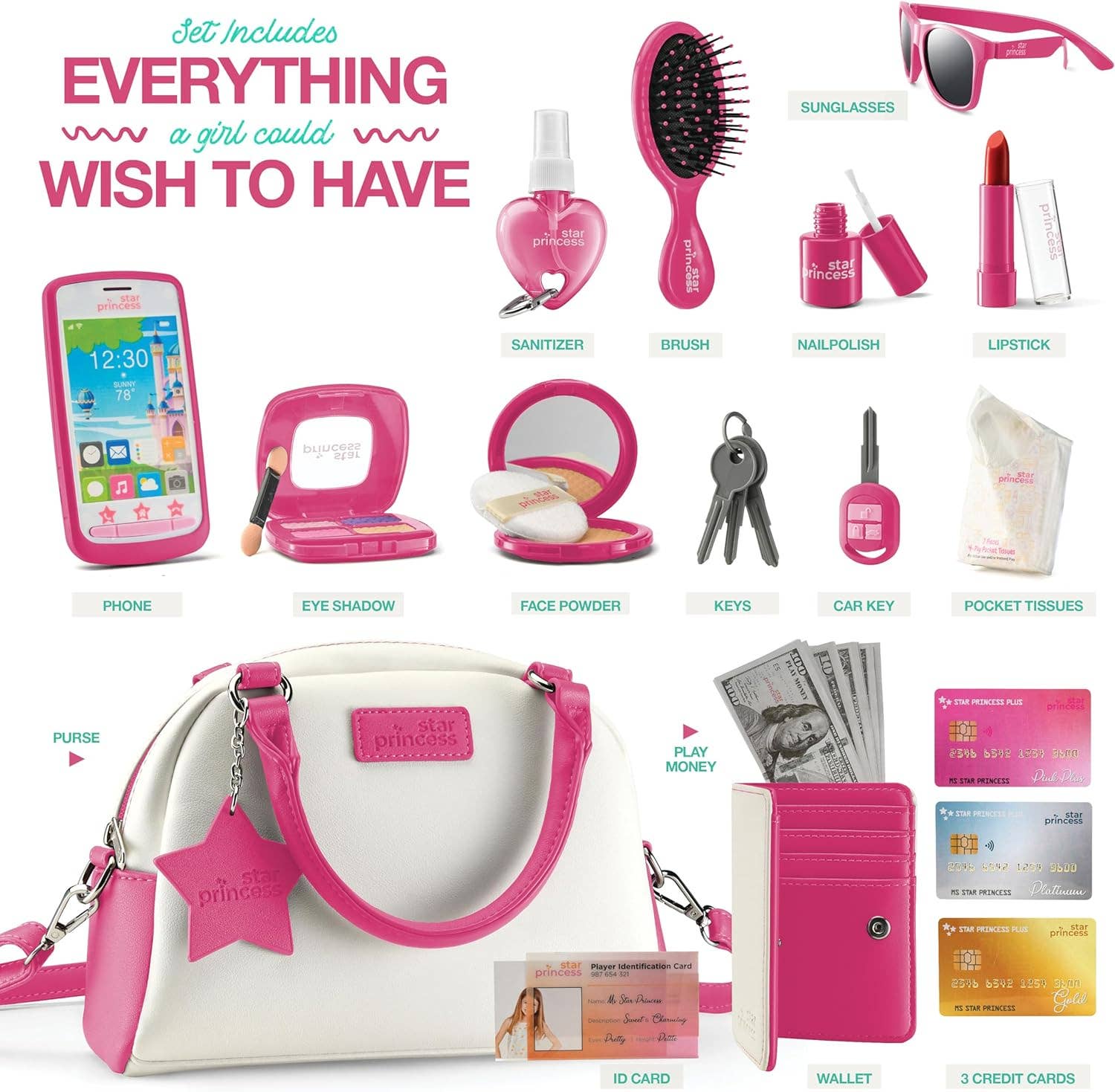 Deluxe Pretend Play Purse Set with Accessories