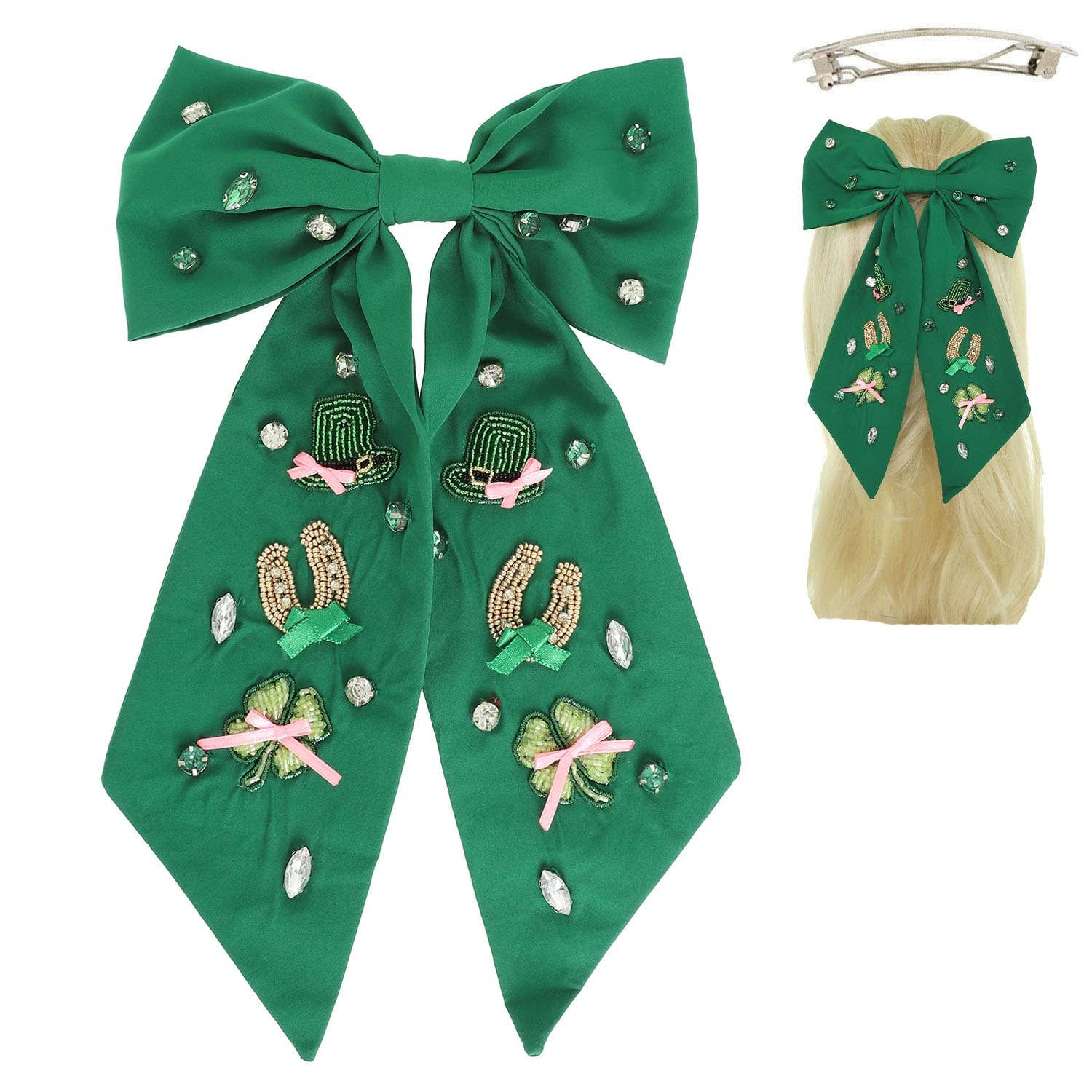 Saint Patrick's Bow Barrette Hair Clip