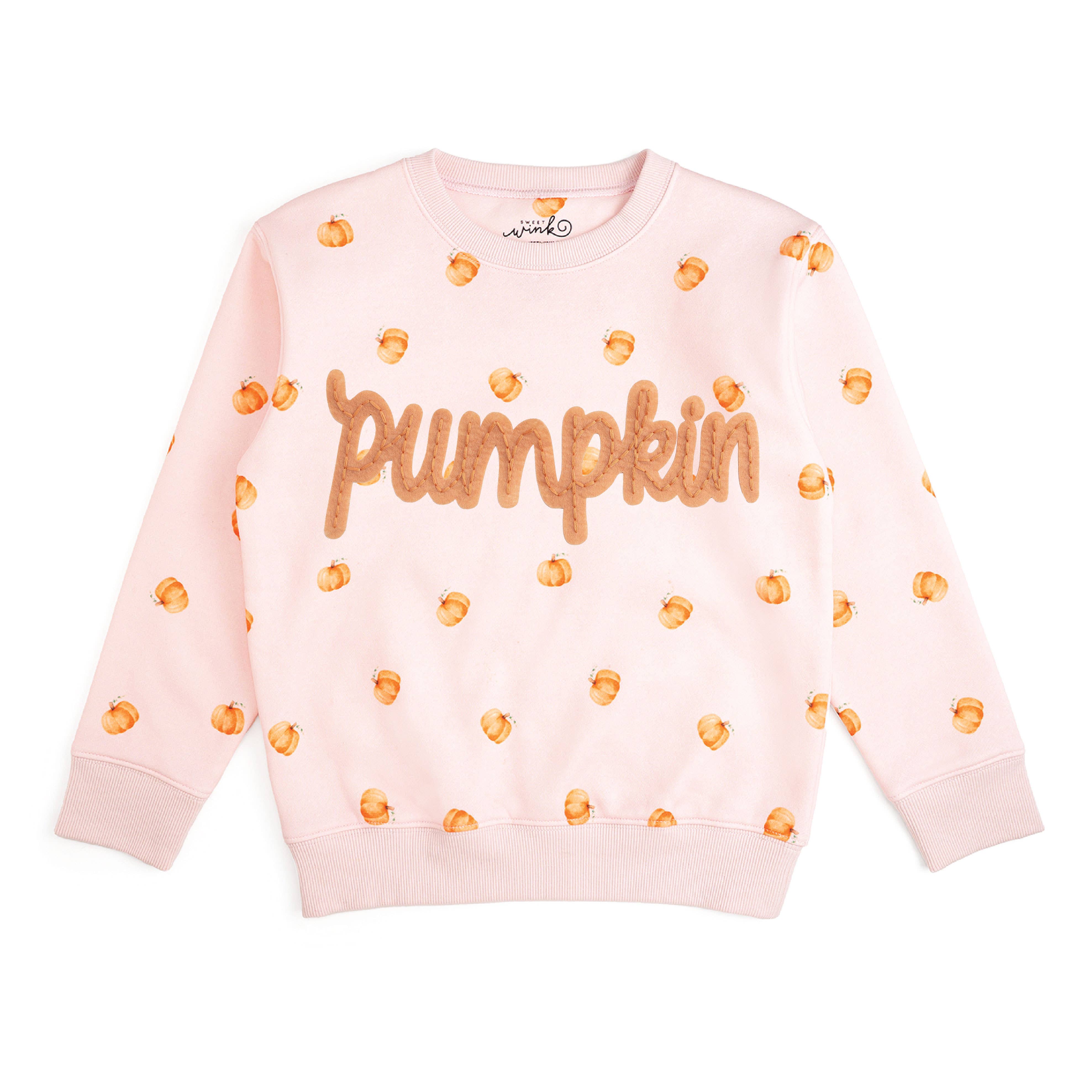 Sweet Wink Pumpkin Stitch Patch Sweatshirt