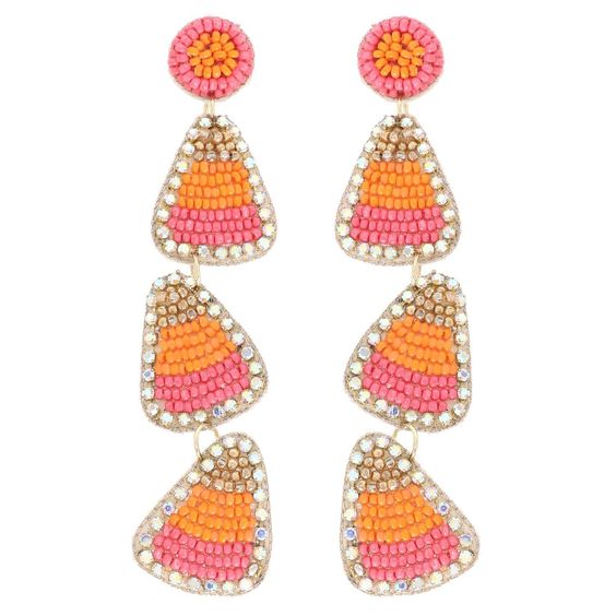 Beaded Earrings - Candy Corn Cutie