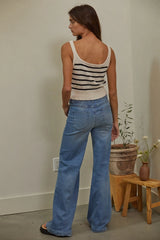 Women's Stella Stripe Top | Natural Black