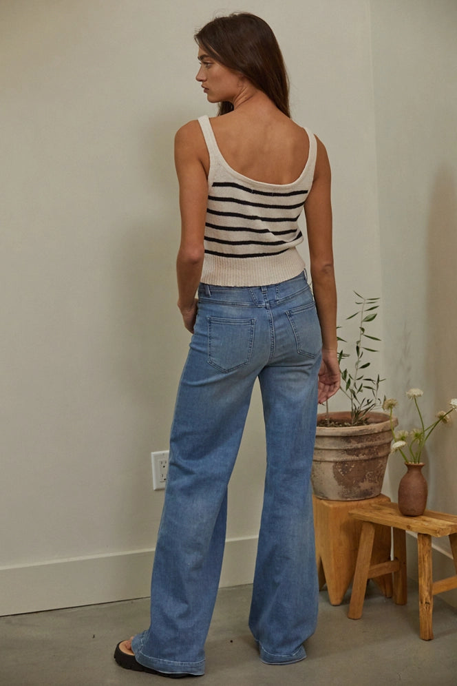 Women's Stella Stripe Top | Natural Black