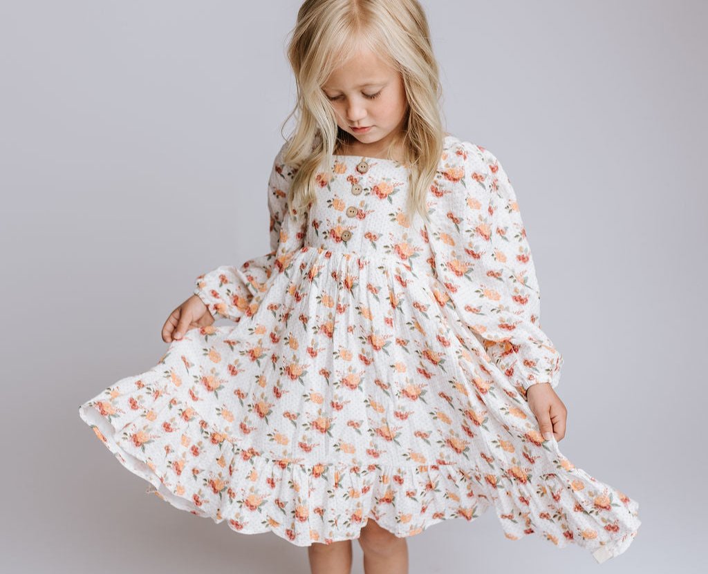 Puff Sleeve Gauze Dress - Marmalade Glow