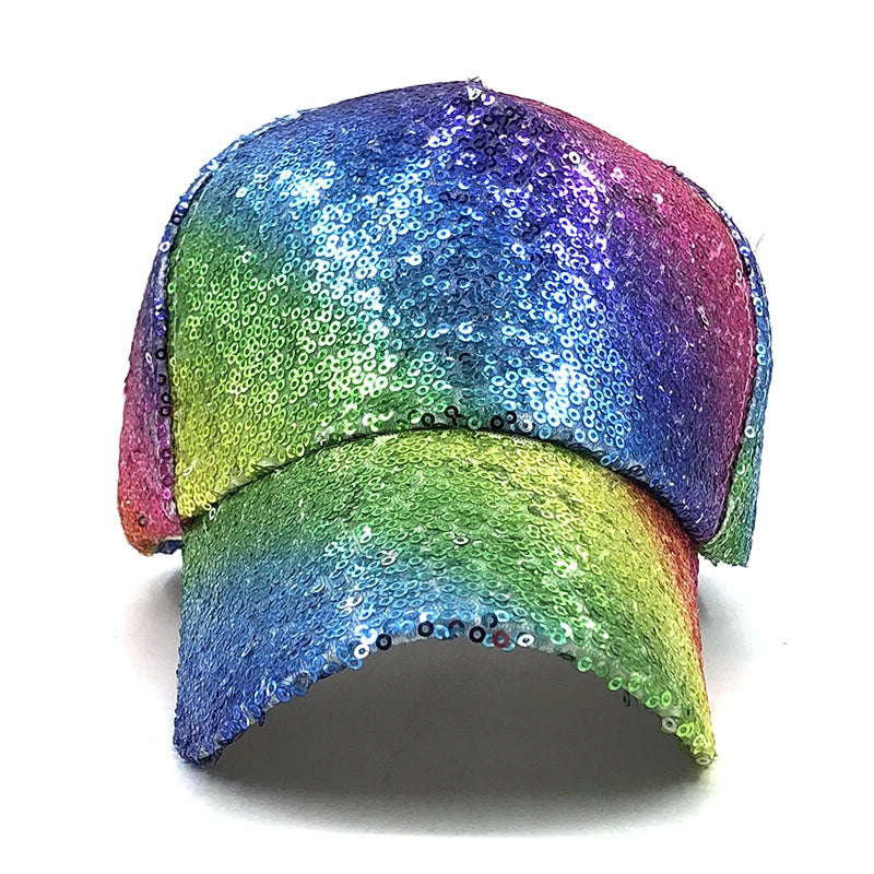 Rainbow Sequin Baseball Hat