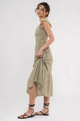 Women's Smocked Tiered Midi Dress | Olive