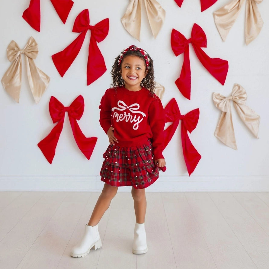 Sweet Wink Skirt - Christmas Tartan Pearl