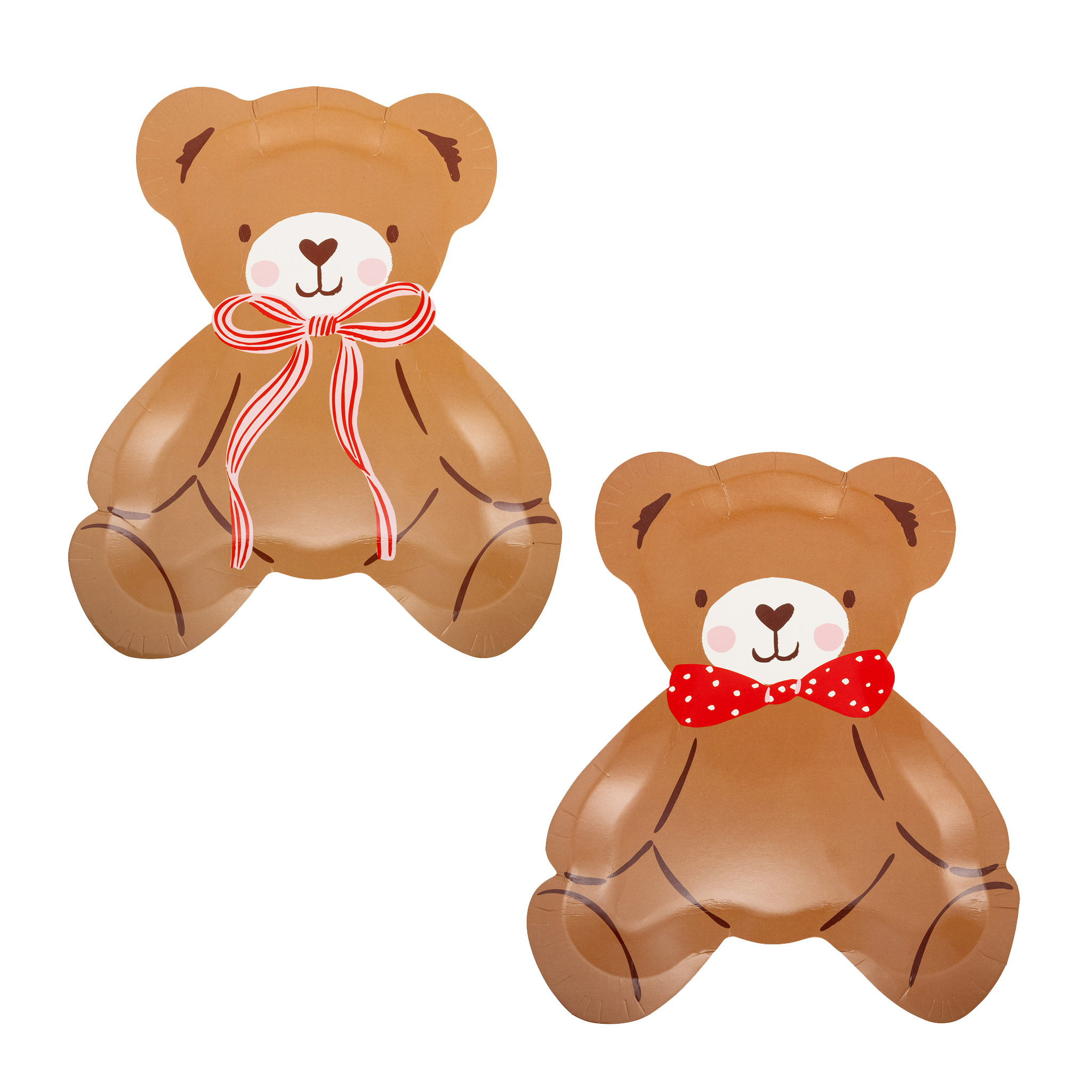 Beary Loved Teddy Bear Shaped Plate Set - 8 PK