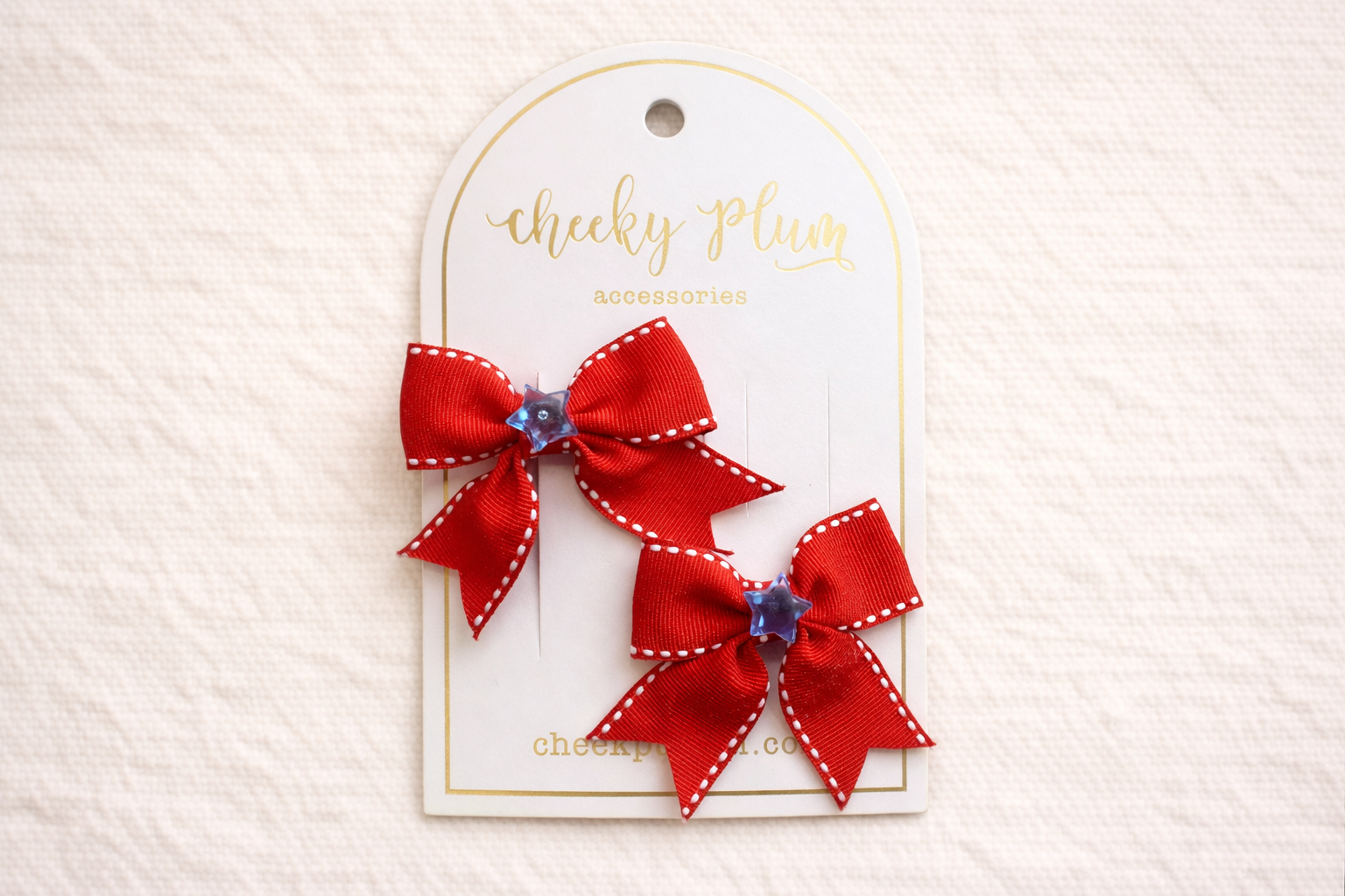 Hair Bow Clip Set - Red White and Blue