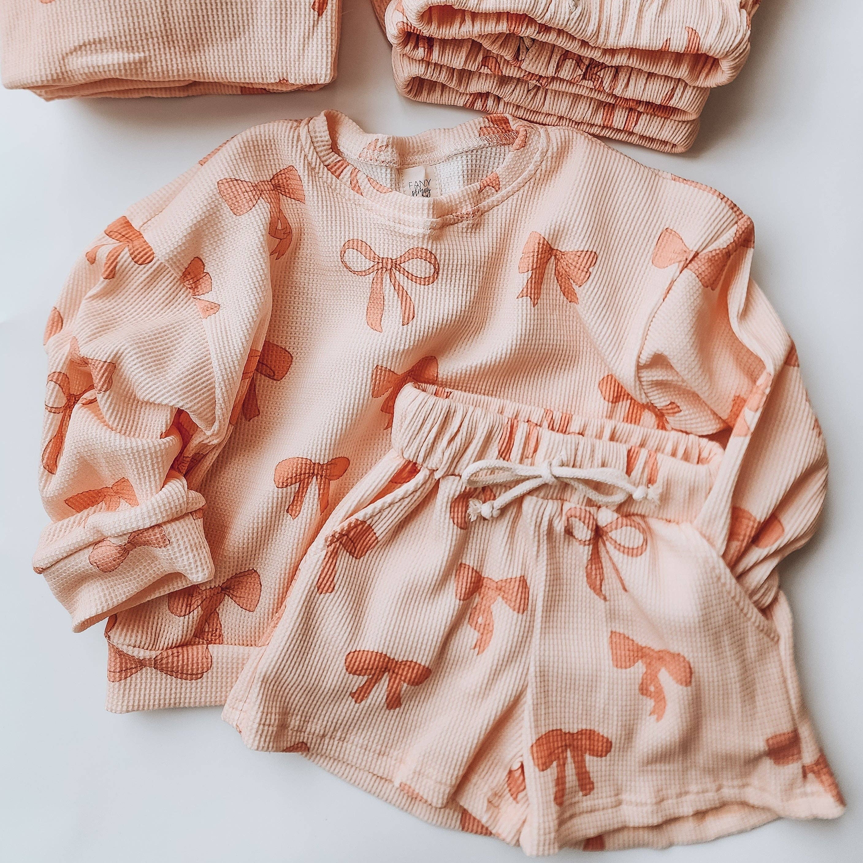 Waffle Lounge Set - Pink Bow