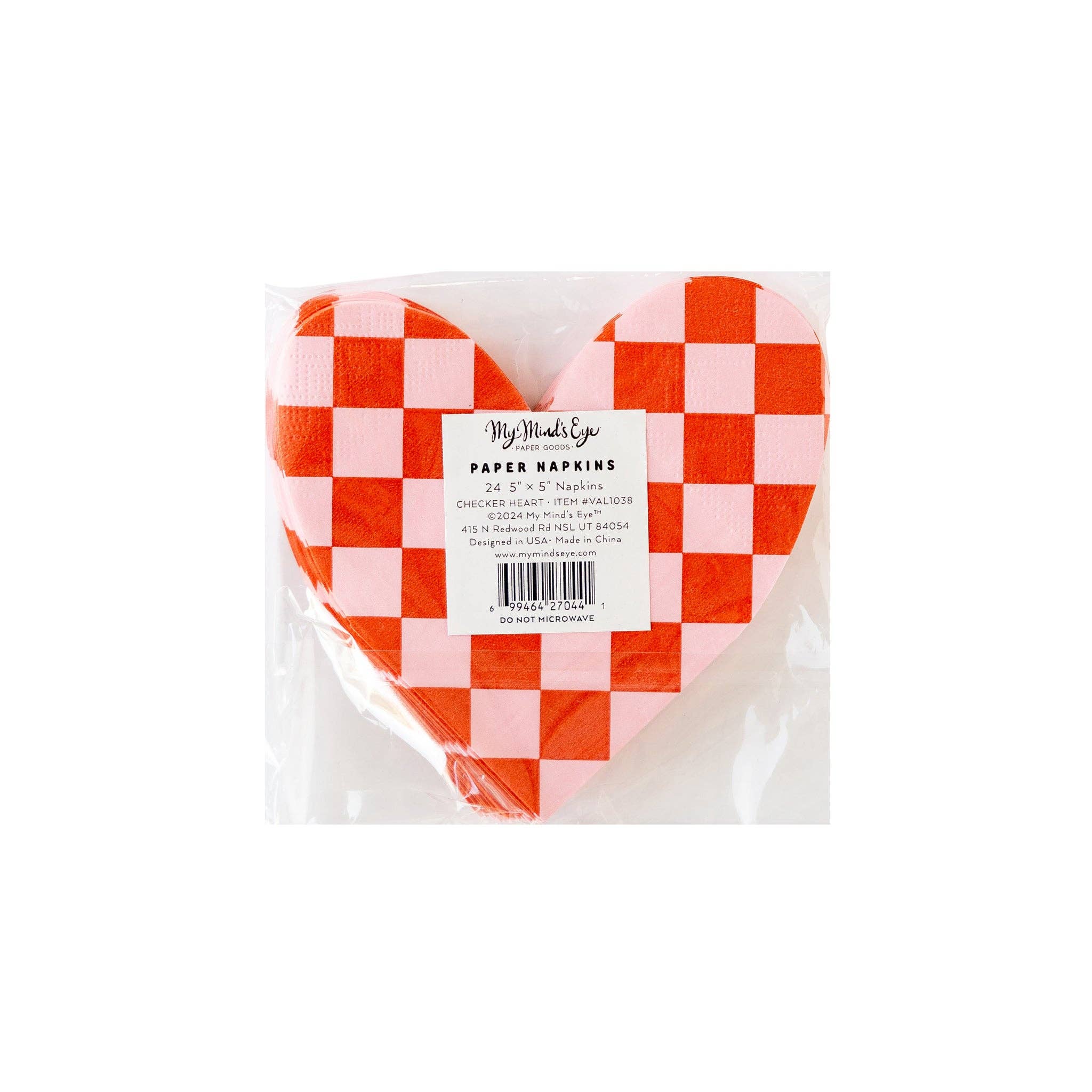 Checkered Heart Paper Napkin - 24 PK