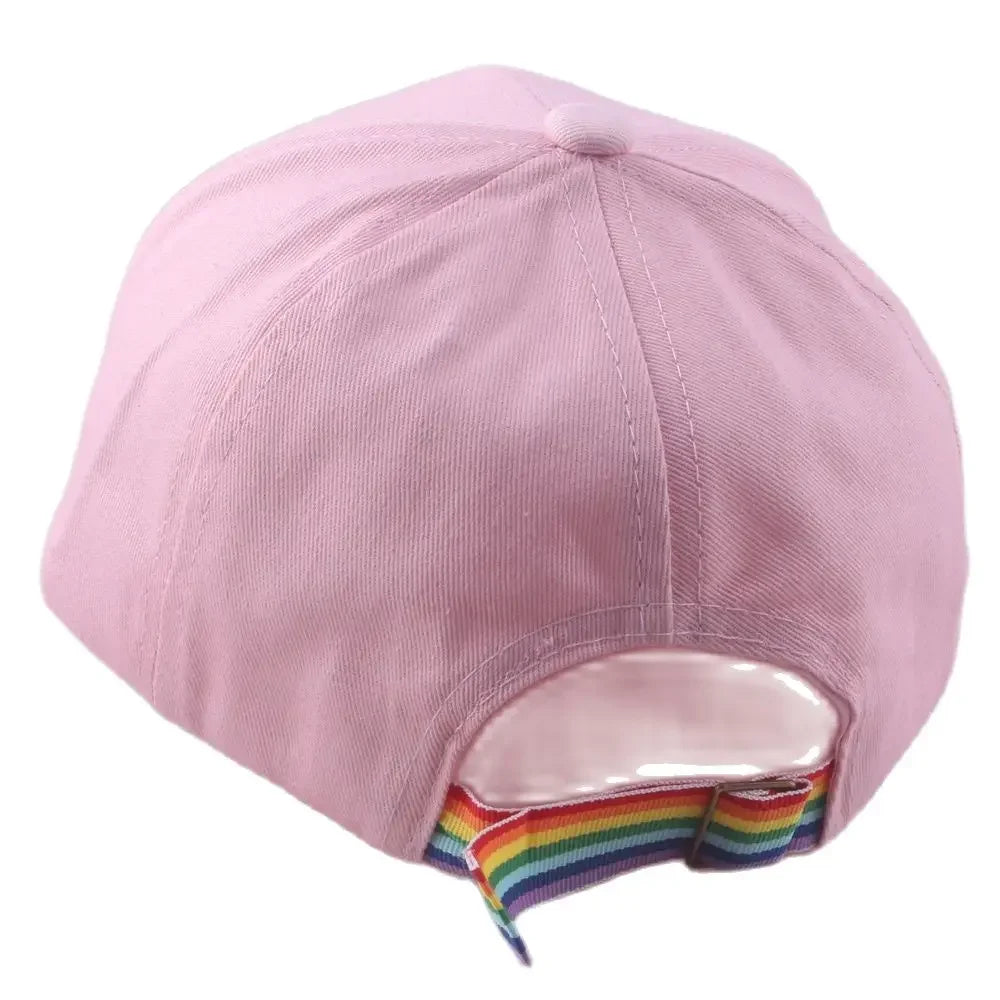 Chenille Rainbow Baseball Hat - Pink