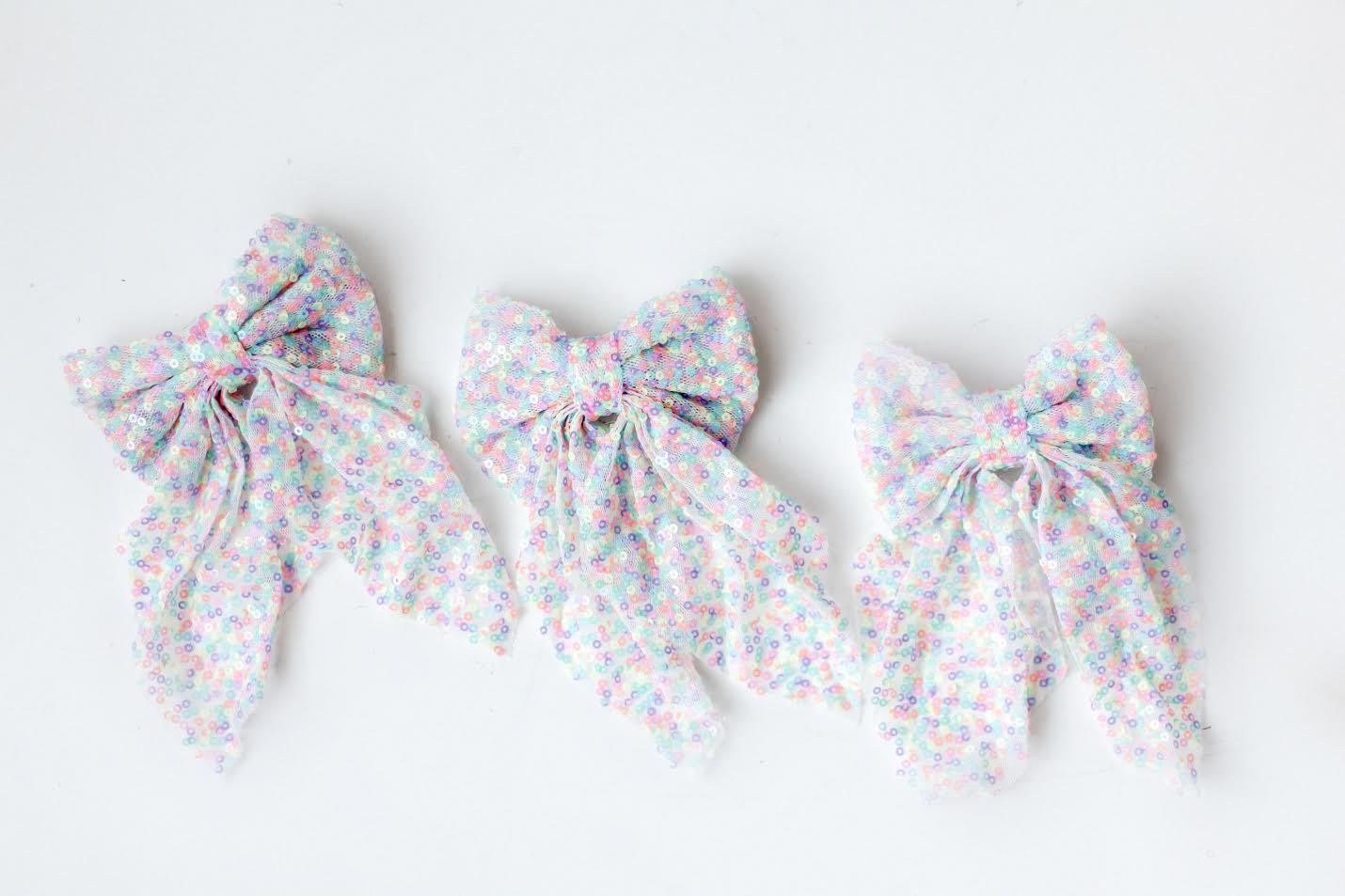 Rainbow Sequin Hair Bow