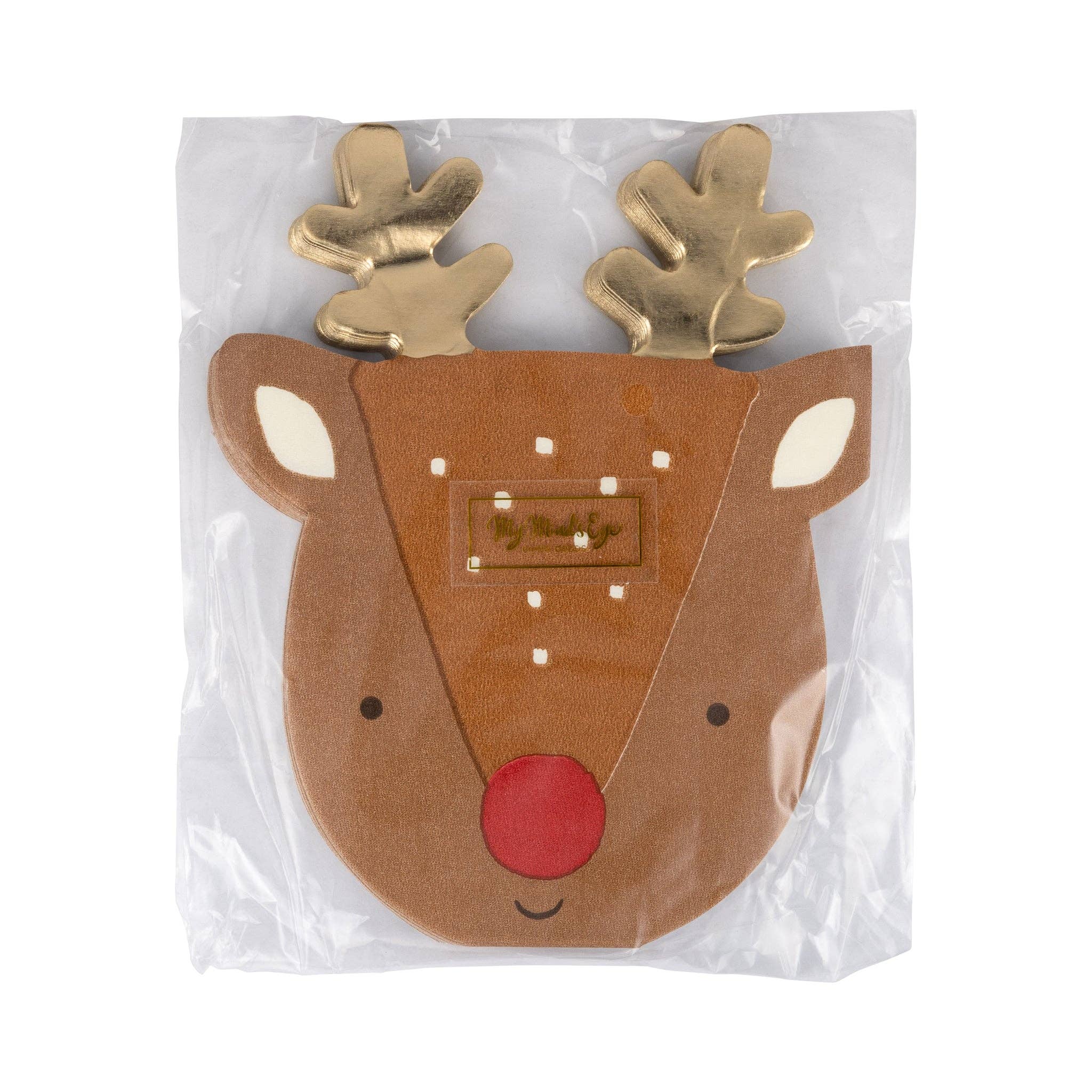 Rudolph Shaped Dinner Napkin - 18 PK